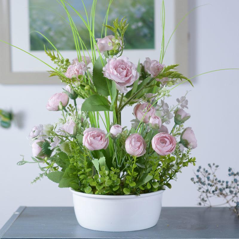 Tulip Simulation Flower Set Decoration Fake Flowers Living Room Potted Plant Decoration Home Decoration Flower Dining Table Set Floral Art