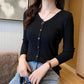 Spring and Autumn Fake Cardigan Sweater Ladies Thin Knit Sweater Slim All-match V-neck Bottom Shirt Long Sleeve Trend