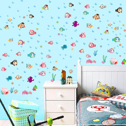[Wall sticker ]2 Style Cartoon Bubble Fish Wall Stickers For Kids Rooms Baby Bathroom Home Decoratio