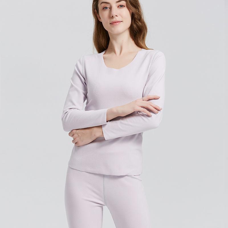 Autumn Clothes O-neck Tops Pants Female Tight Suit Women Winter Thermal Underwear Thicken Windproof Soft Lining Long Sleeve High Elasticity Slim