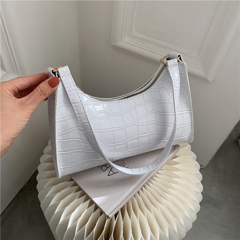 Exquisite Shopping Bag Niche Underarm Bag Women Retro Casual Women's Shoulder Bag Crocodile Grain Leather Solid Color Women's Chain Handbag