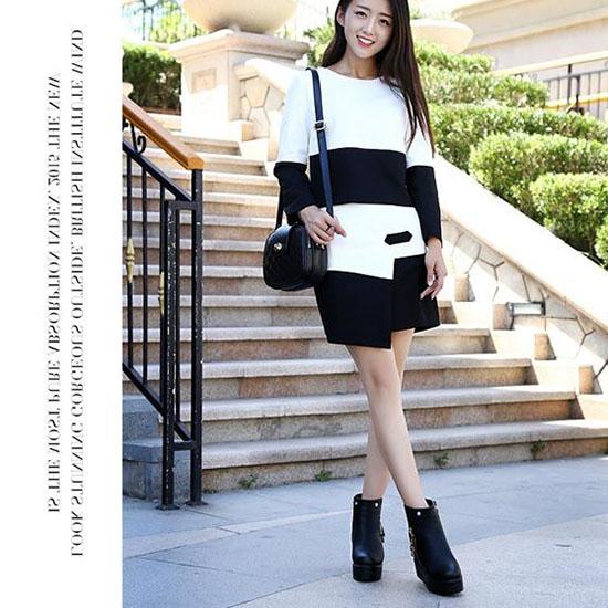 Women's Snow Boots Leather Wedges Non-slip Boots High Heel Women's Ankle Boots with Detachable Fur