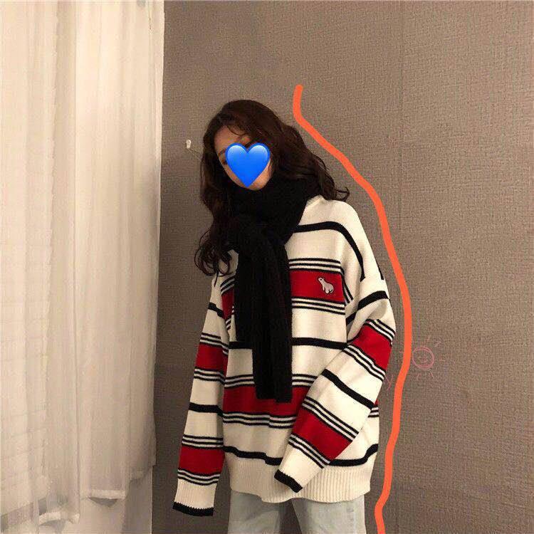 Pofulove Thick Winter Sweater Women Loose Pullover Harajuku Style Sweater Long-sleeved Jacket