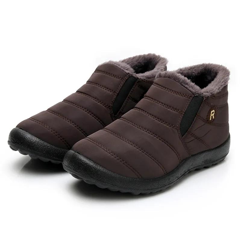 Women Boots for Winter Shoes Waterproof Snow Boots Warm Flat Couple Ankle Booties Slip on Plus Size Flat Female Shoes Short Boots