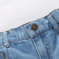 Girls Summer Dress One-shoulder Printing Shirt Denim Shorts Suit Summer Girls Short-sleeved Hole Shorts Set