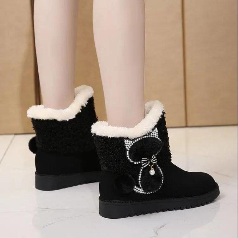 Plus Velvet and Cotton Snow Boots Short Boots Women's Boots Flat Bottom Martin Women's Shoes Round Toe Low Heels