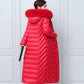 Down Cotton Jacket Winter Fashion Shiny Hooded Jacket Thicken Warm Long Over-the-knee Cotton Jacket Women