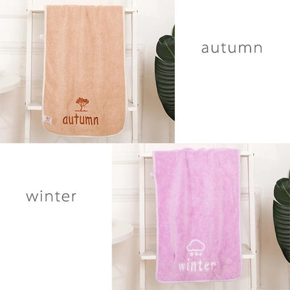 2 PCS Fiber Face Bath Towel Coral Velvet Soft Absorbent Dry Hair Towel Large Face Towel Not Shed Hair Embroidered Quick-Dry Towels for Home Bathroom