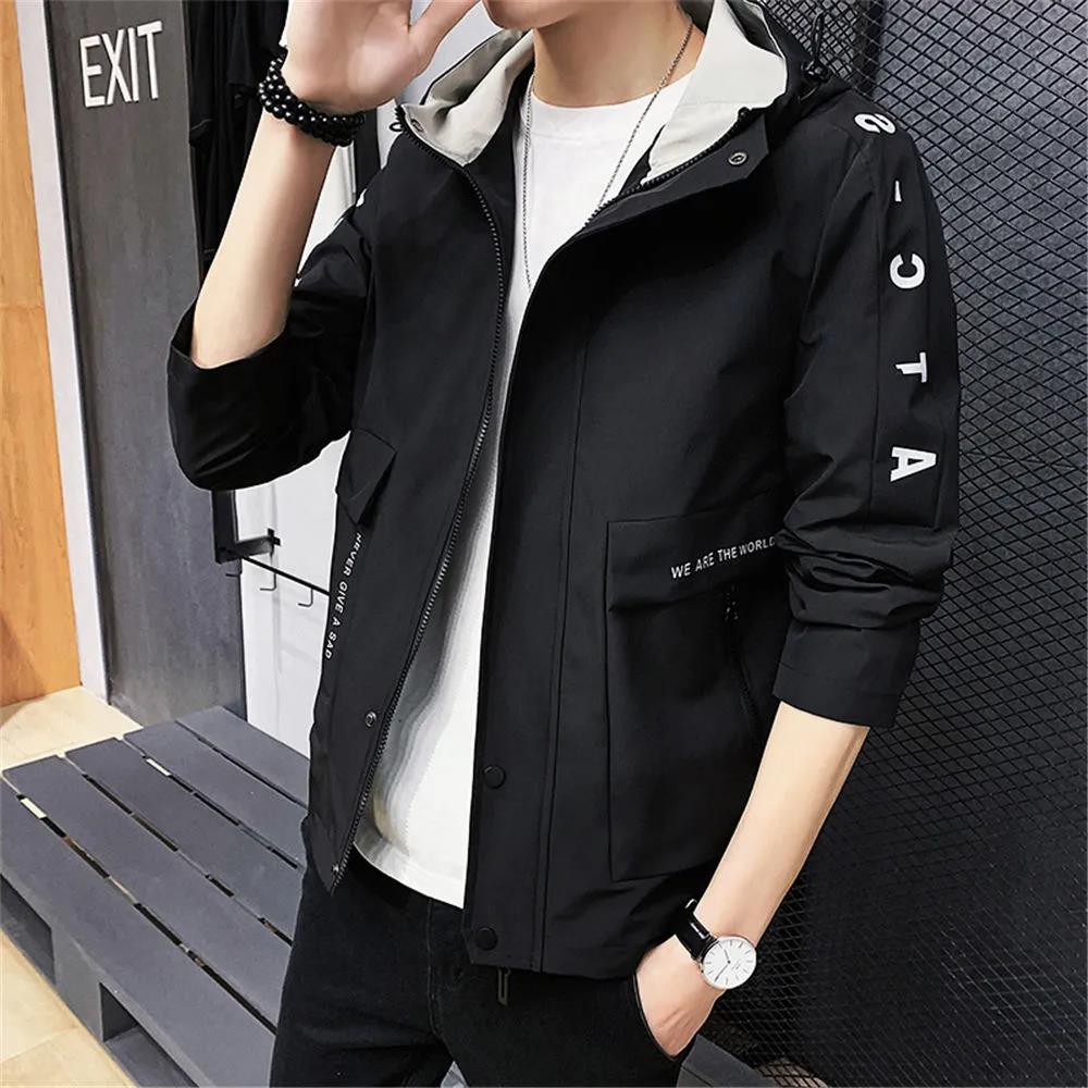 Spring & Fall Boutique Jacket Men Hooded Coat Trendy Casual Top Loose and Comfortable Windbreaker Regular