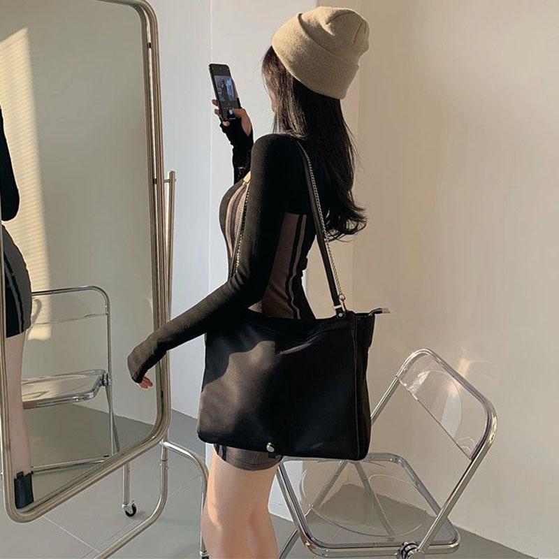 Spring Long-sleeved Dress Contrast Color Stitching Square Neck Dress Is Thinner Buttocks Skirt with Bottoming Skirt Female