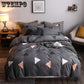 Cotton Grey Bedding Sets with Duvet Cover Bed Sheet Pillowcase Cute Stripe Bed Linen King Queen Twin Size