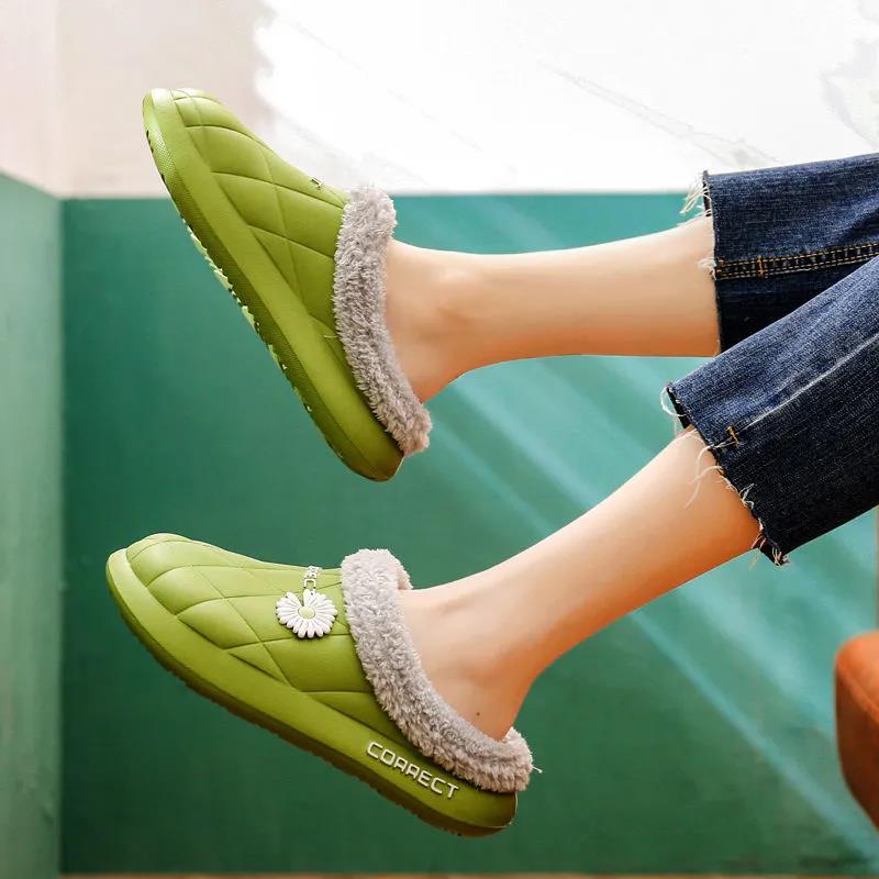 Autumn and Winter Men's and Women's Cotton Slippers Indoor Non-slip Soft-soled Shoes Warm Simple Plush Cotton Shoes