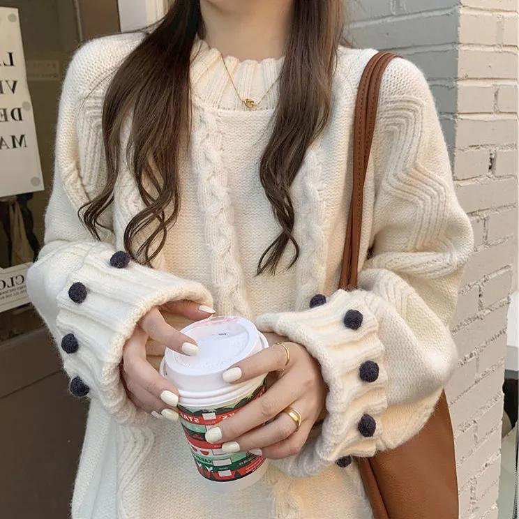 Sweater Woman Twist Pullover Knitwear Korean Lady Style Loose Solid Color Top Trending Purple Sweater Autumn and Winter Jumper