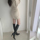Spring and Autumn Backpack Hip Skirt Slimming Knit Bottoming Shirt Sexy Slim Female Dress