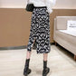 Autumn and Winter Half-length Skirt Leopard-print Knitted Half-length Long Skirt Women Loose Ins Fashion Skirt One-step Skirt Sweater Bag Hip Skirt