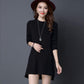 Women's Mid-length Pullover Sweater Loose Simple Irregular Hem Bottoming Sweater  Knitted Sweater Dress  with Pockets