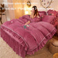 High-end Korean Version of Double-sided Milk Crystal Velvet Bed Skirt Four-piece Bed Duvet Cover Winter Thickening