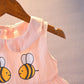 Baby Girl Summer Dress 0-5 Years Old Baby Skirt Round Neck Sleeveless Little Bee Pattern Cute Solid Color A-line Skirt Thin Section