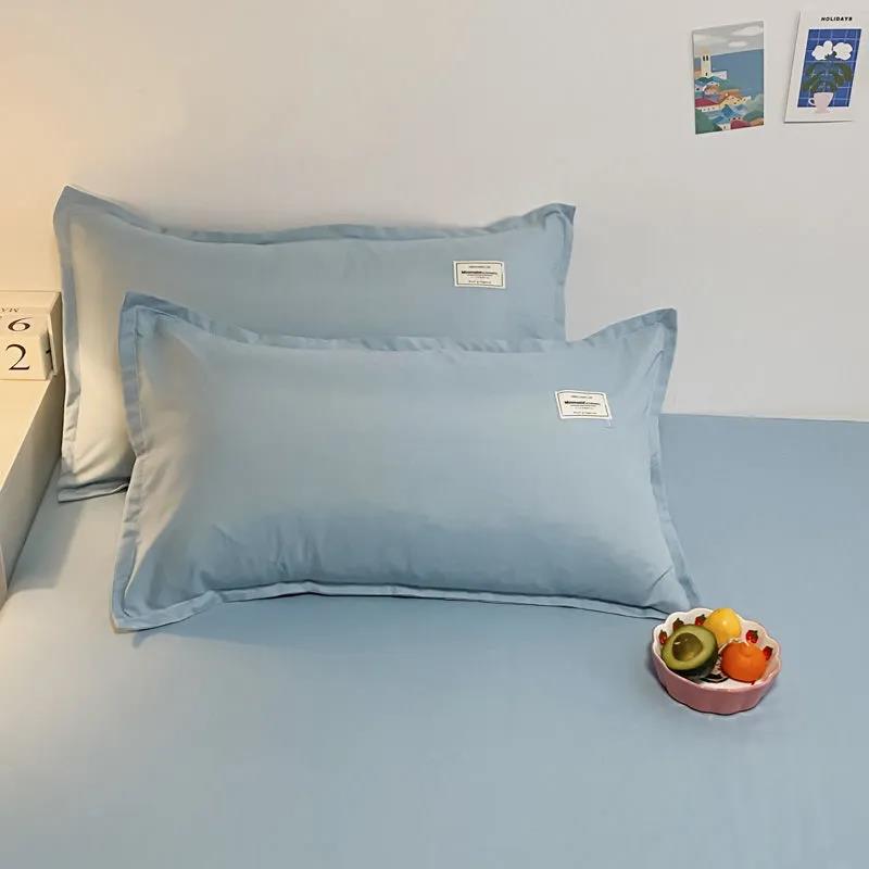 Washed Cotton Japanese Pillowcase Solid Color Pillowcase 48*74 cm One Pair Pack