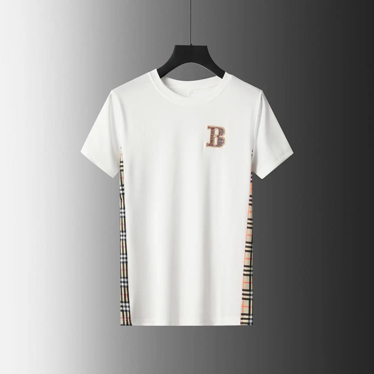Sports Suit Men's Summer Trend Striped Plaid Stitching Summer Men's Casual Short-sleeved Five-point Pants Two-piece Set