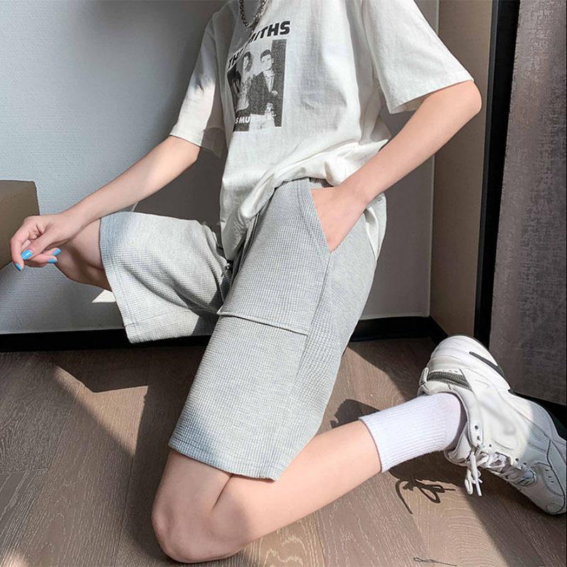 Summer Waist Drawstring Shorts Women's Thin High-waisted Loose and Thin Sports Casual Wide-leg Five-point Shorts Women