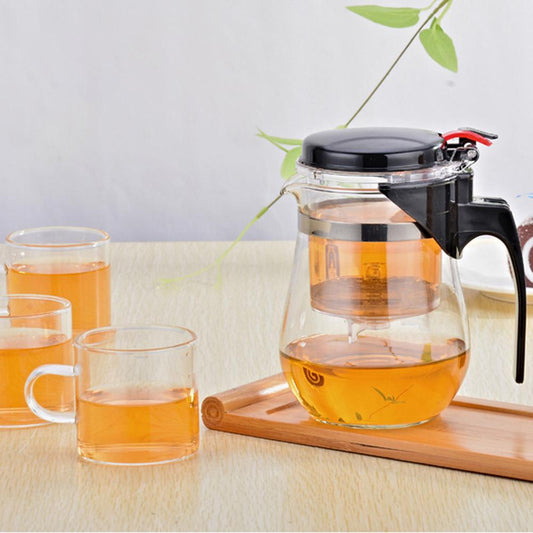 Drinkware 500ML Heat Resistant Glass Tea Pot with Filter Coffee Tea Leaf Herbal Convenient Office