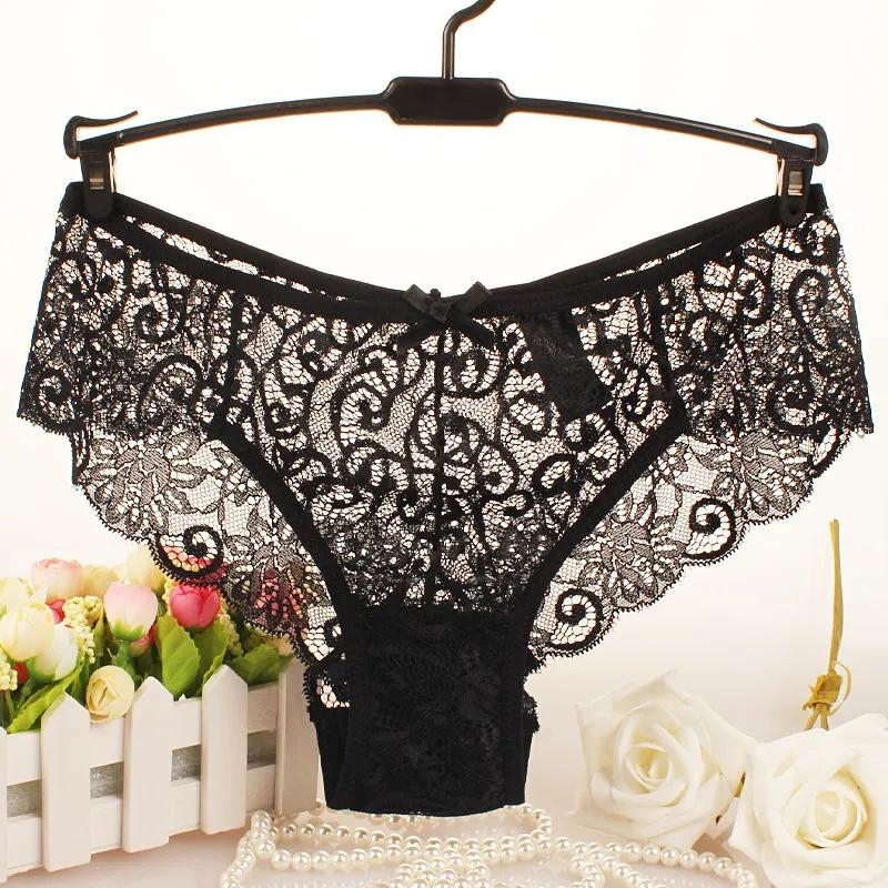 3PCS Ladies Mid Waist Sexy Panties Premium Lace Lace Women Briefs Plus Size Lingerie Shorts Transparent Underwear Women Hollow Out Panties