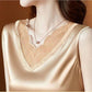 Summer Women's Plus Size Lace Camisole Outside Wears Satin Solid Color Inside V-neck Vest