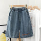 Loose and Thin Wide-leg Shorts Women's Summer Straight Denim Five-point Pants Trend