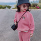 Girls' Suits Spring and Autumn Vacation Two-piece Sweater Long Pants Little Girls Loose Solid Color Two-piece Sweater Sets Casual Wear