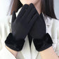 Gloves Women's Winter Plus Velvet Warm, Windproof and Cold-proof Korean Version Cute Touch Screen Riding Driving Velvet Gloves