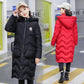 Girls Down Jacket Thickening Velvet Fashion Pike Clothing Long Hooded Kids Winter Parkas