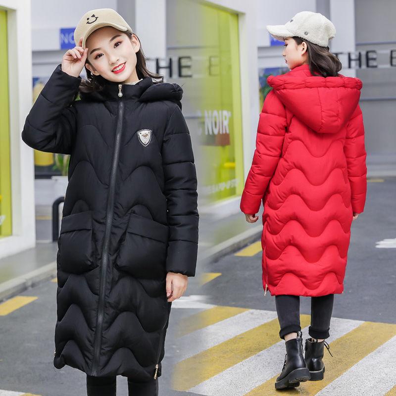 Girls Down Jacket Thickening Velvet Fashion Pike Clothing Long Hooded Kids Winter Parkas