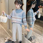 Children's Thickened Bottoming Shirt In Autumn and Winter Jacquard Knitted Little Girl Jacket Simple Casual Girls Sweater