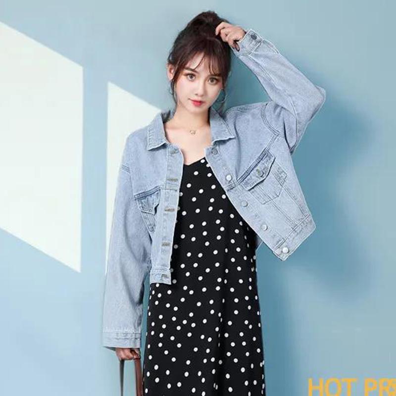 Denim Jacket Women's Spring and Autumn Korean Version All-match BF Loose Short Long-sleeved Retro Top Women's