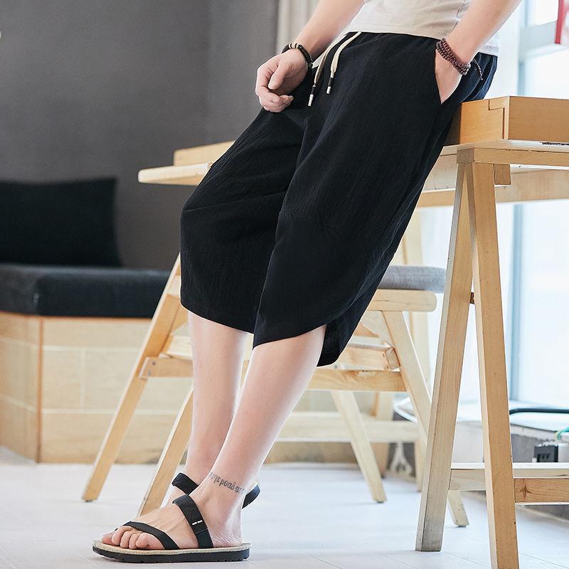 Summer Cotton Cropped Pants Men's Youth Loose Casual Harem Shorts