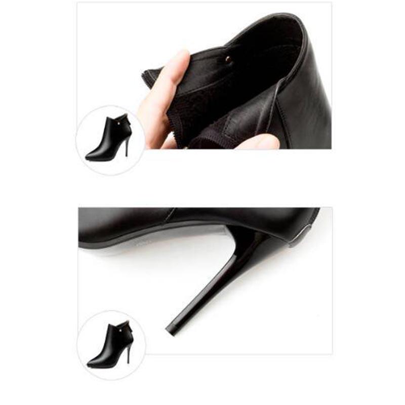 Ankle Boots Women Shoes Patent Leather Pu Pointed Toe Thin High Heels Front Zipper Boots Booties