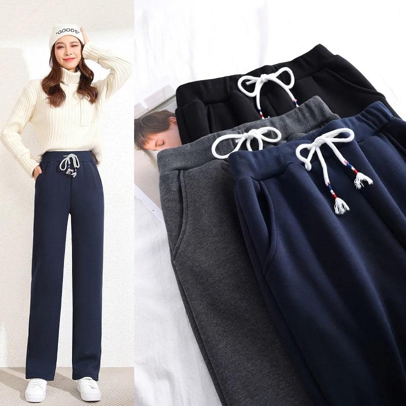 Women's Wide-leg Pants Spring and Autumn High-waisted Slim Straight-leg Trousers Loose Sports Casual Sweatpants