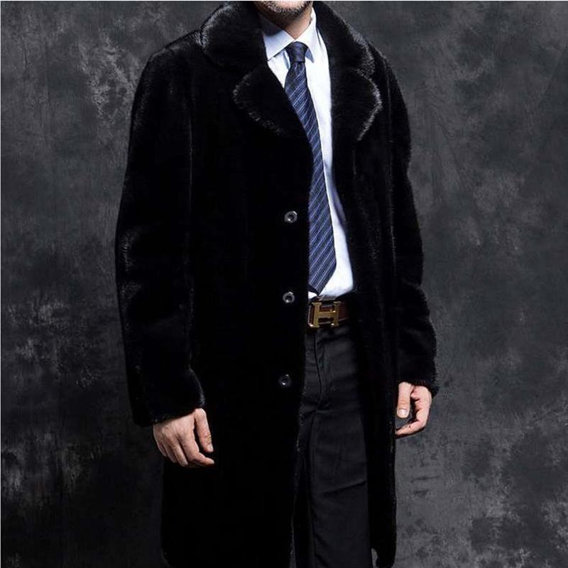 Fur Coat High Imitation Mink Fur Coat Whole Mink Man Coat Long Hooded Suit Collar Coat