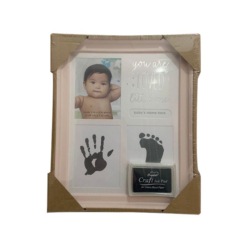 900C Newborn Hand and Foot Print Ornaments 12 Months Photo Frame with Craft Ink Pad Home Decoration Baby Kids Birthday Gift