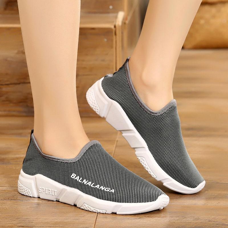 Spring  Autumn Fashion Ladies One-step Korean Version  All-match Breathable Non-slip Flat Soft Sole Sports Casual Shoes