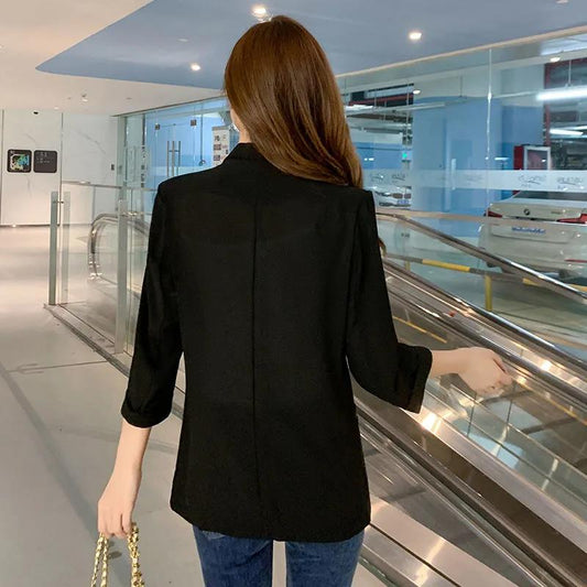 Mid-sleeve Chiffon Blazer Women's Short Slim Slimming Sunscreen Clothing Thin Temperament Suit Jacket Women's Long-sleeved Thin Jacket