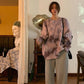 Tie-dye Sweater Women Autumn  Winter Wear Long-sleeved Loose Retro Twist Pullover Sweater Thick Top