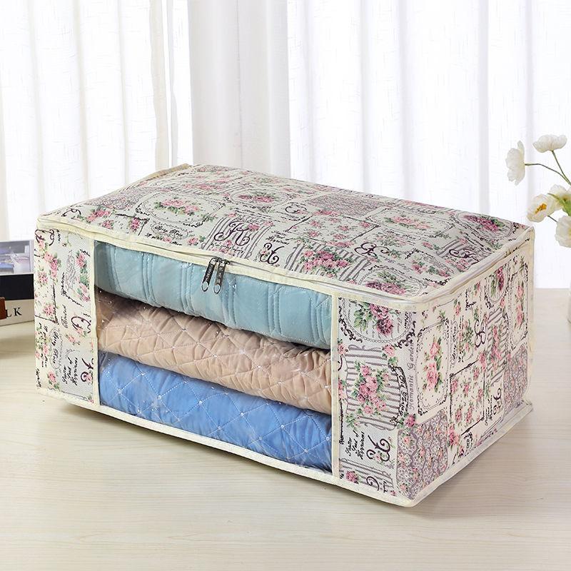 1PCS Storage Bag Non-woven Transparent Window Clothes Organizer Bag for Easy Folding Household Goods