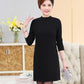 Autumn Winter Medium Long Plover Dress Pure Color Leisure Contracted Bottom Skirt Dress Middle-aged Female Sweater Dress