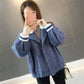 Autumn and Winter Fashion Jacket Short Lazy Style Long-sleeved Sweater Lapel Coat Women