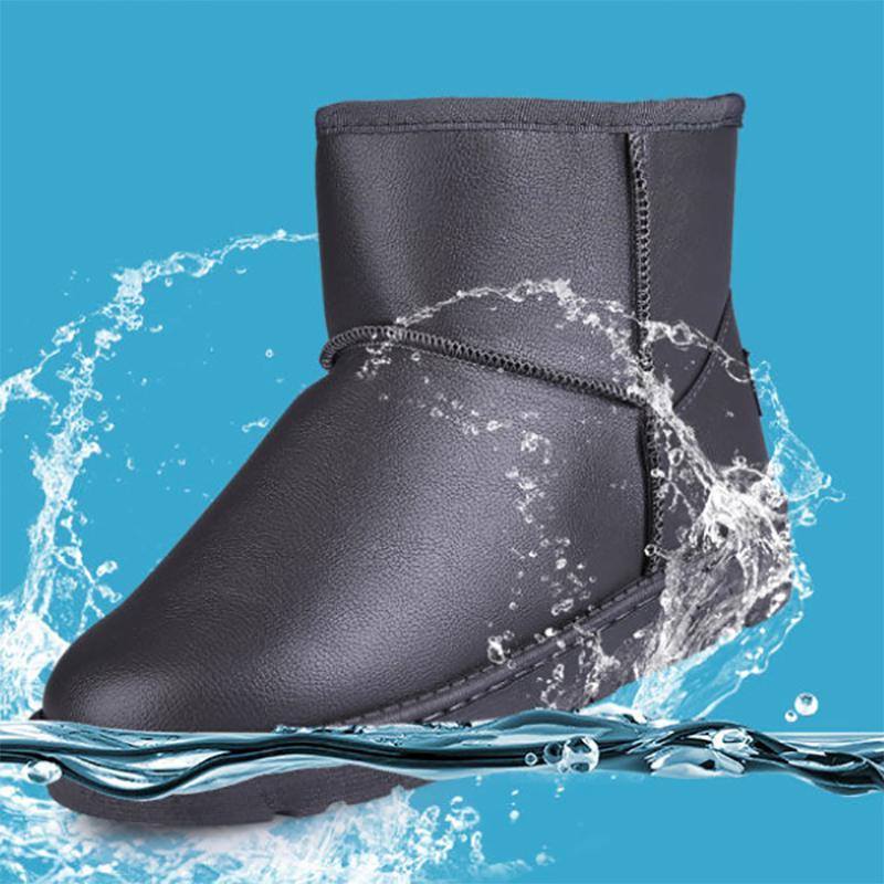 Winter Women's Leather Snow Boots Waterproof Non-slip Short Boots Warm and Velvet Padded Short Boots Korean Boots Student Cotton Shoes