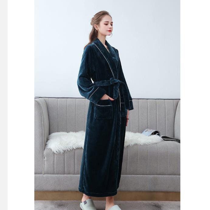 Flannel Couple Bathrobe Men Winter Thick Cashmere Home Clothes Ladies Long Robe Coat Soft Shawl Bathrobe