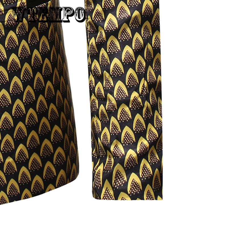 Male Suit Blazer Print Party Wedding Festival Stylish For Men Stage Costumes Slim Fit Jacket