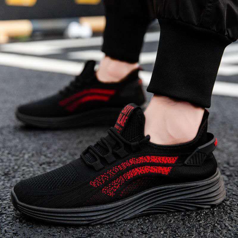 Summer Men's Shoes Fly Woven Comfortable Breathable Sports Shoes Running Shoes All-match Casual Shoes Men